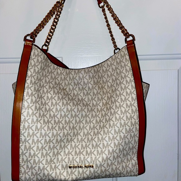 Michael Kors Vanilla/Acorn Large Shoulder Bag